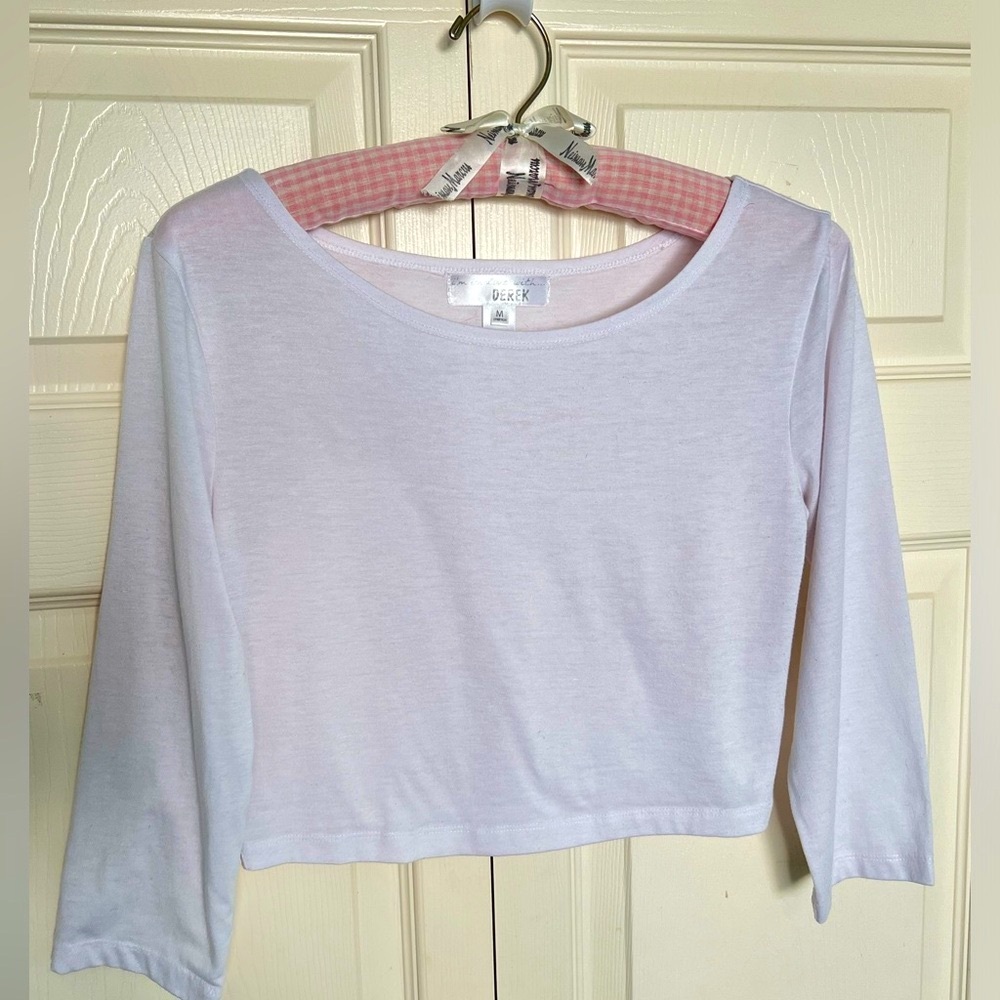 I'm in Love with Derek White 3/4 Sleeve Crop Top-Size M